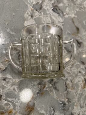 Hazel Atlas Colonial Block Glass Open Sugar Bowl Depression Era Vintage